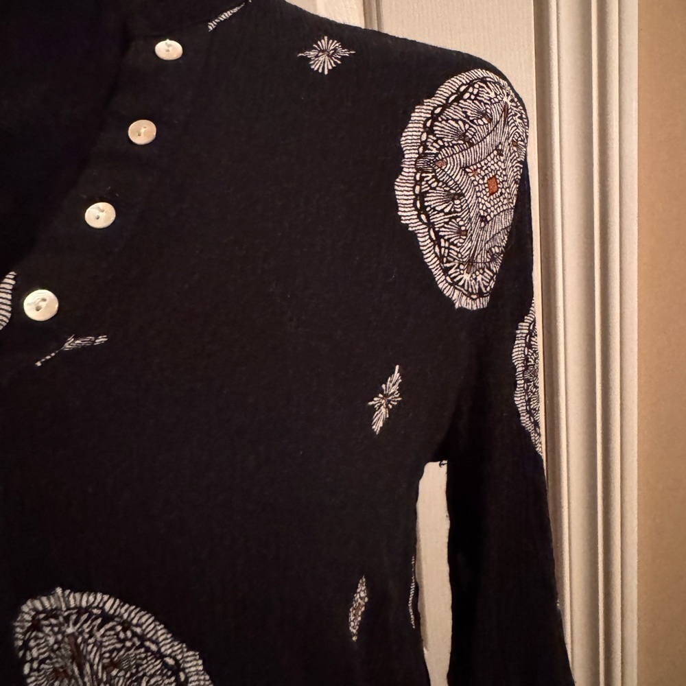 Addie - Black Patterned Women's Top - Picture 7 of 10